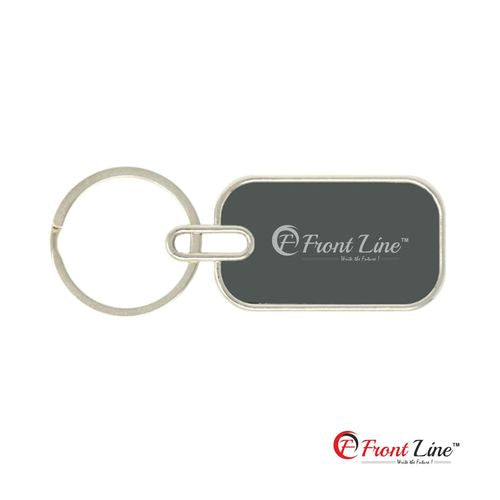 Rectangular Metal Key Chain in Black Finish.