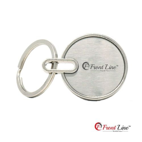 Circular Metal Key Chain in Matte Finish.
